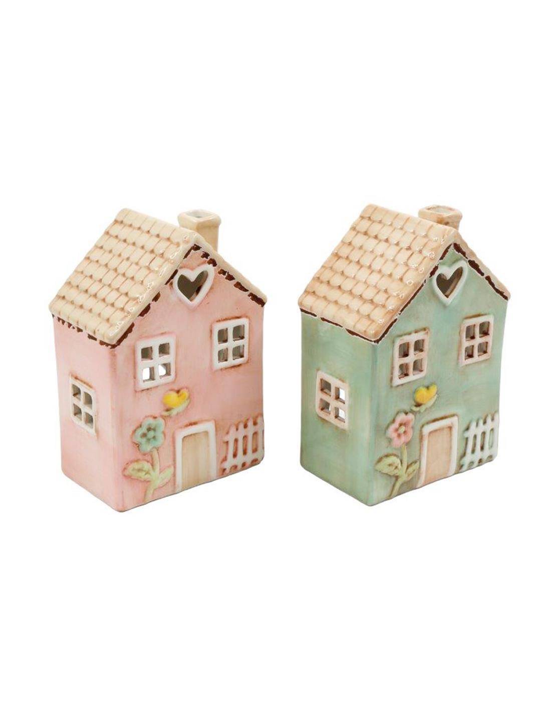 Κηροπήγιο σπίτι κεραμικό 2χρώματα 12x17cm