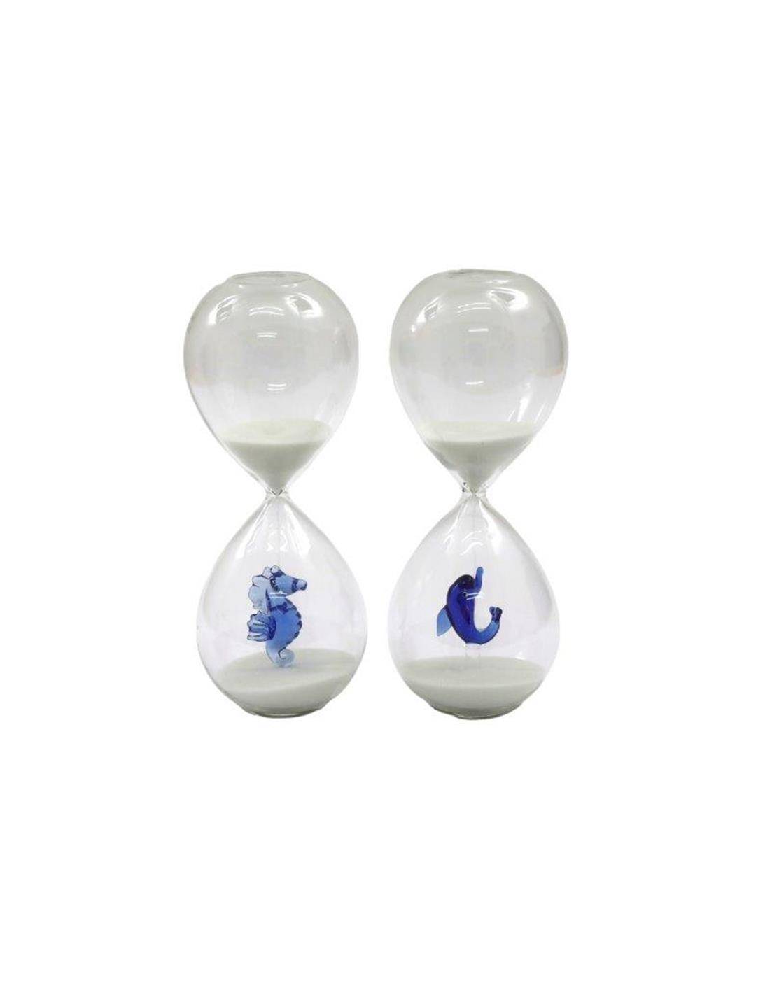 Κλεψύδρα γυάλινη ιππόκαμπος/δελφίνι 2σχέδια 8x20cm