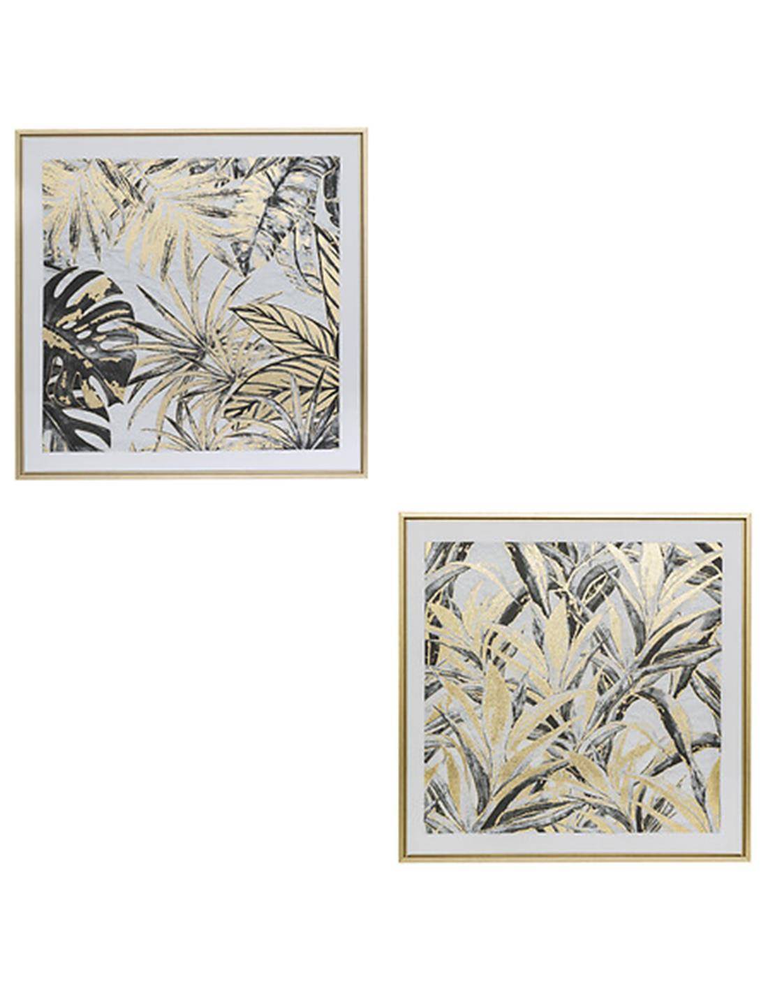 Πίνακας φύλλα καφέ/χρυσό/2σχέδια 50Χ50cm
