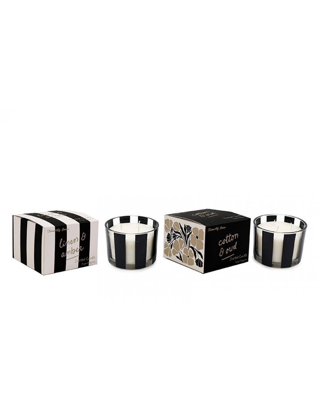 Ποτήρι ριγέ μαυρόασπρο με κερί 11Χ8