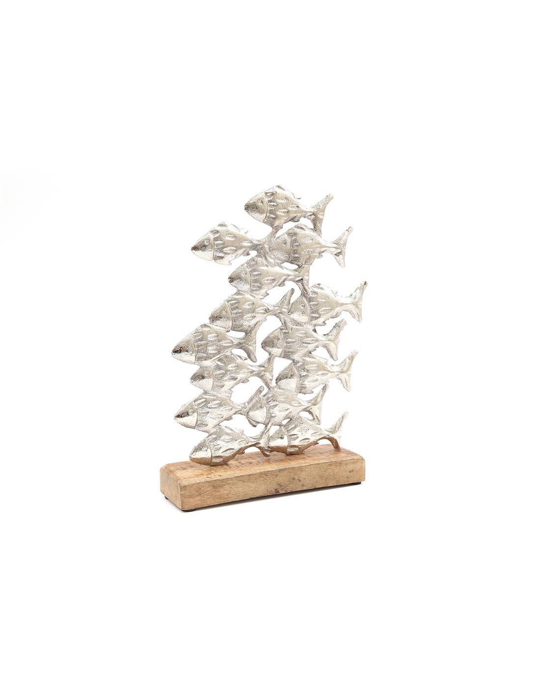 Ψάρια aluminium σε ξύλινη βάση 19x5x27cm