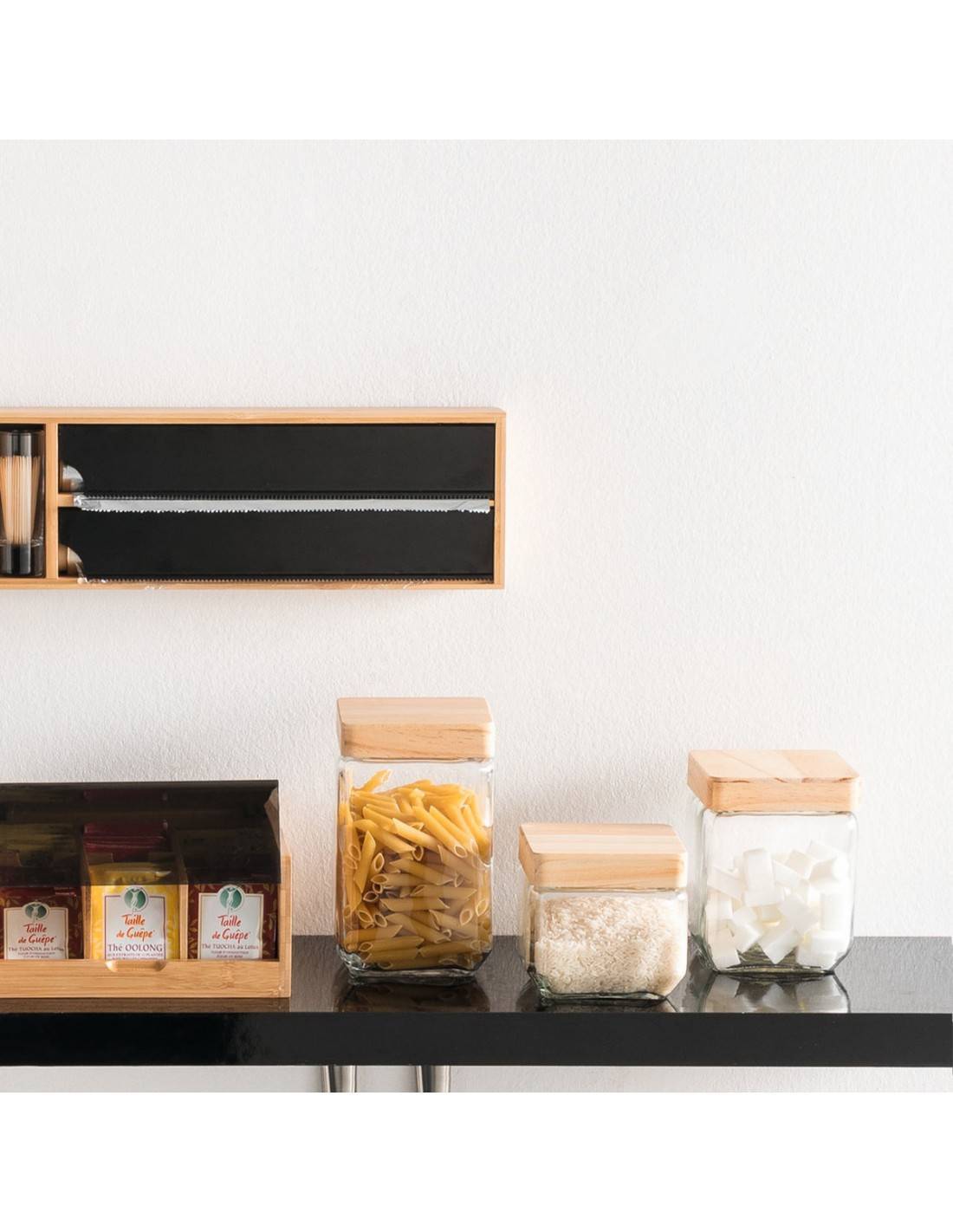 Δοχείο γυαλ.με ξύλ.καπάκι 0,85lt 11Χ11Χ10,5