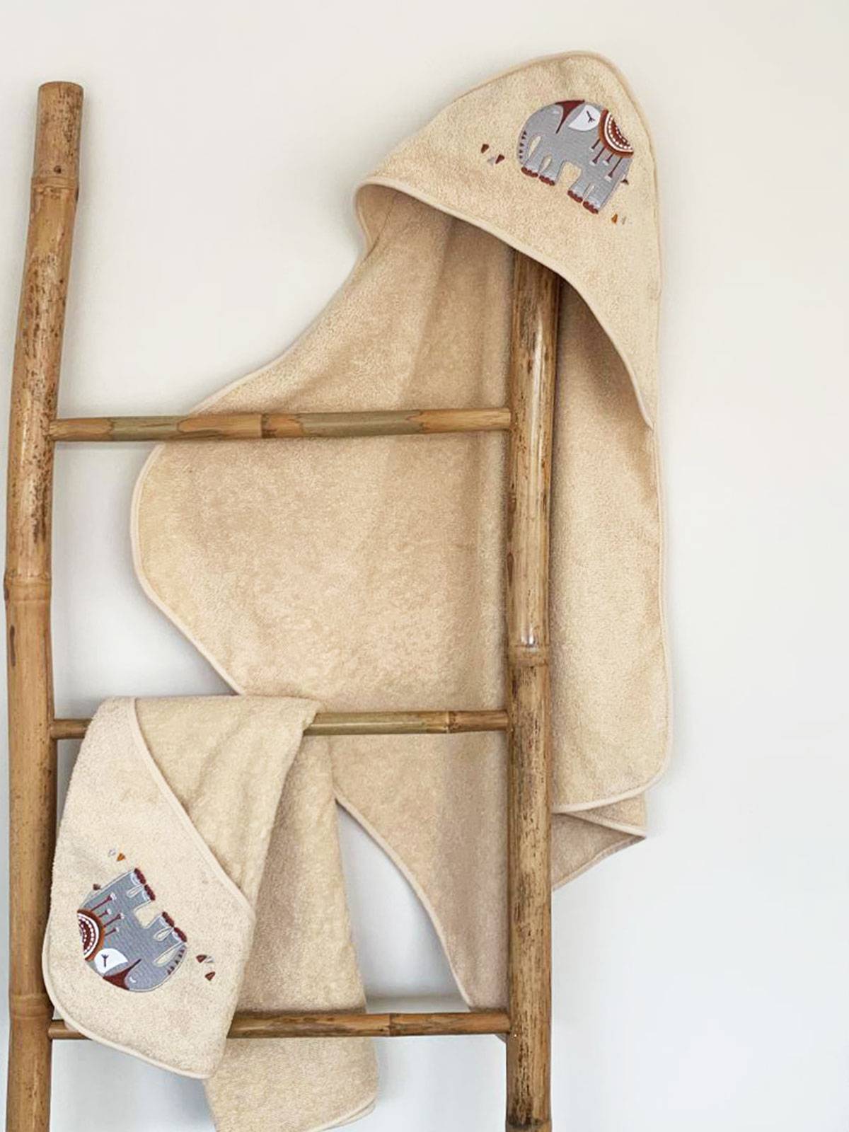 Fluffy Κεντητή Κάπα Beige Jungle 75×75