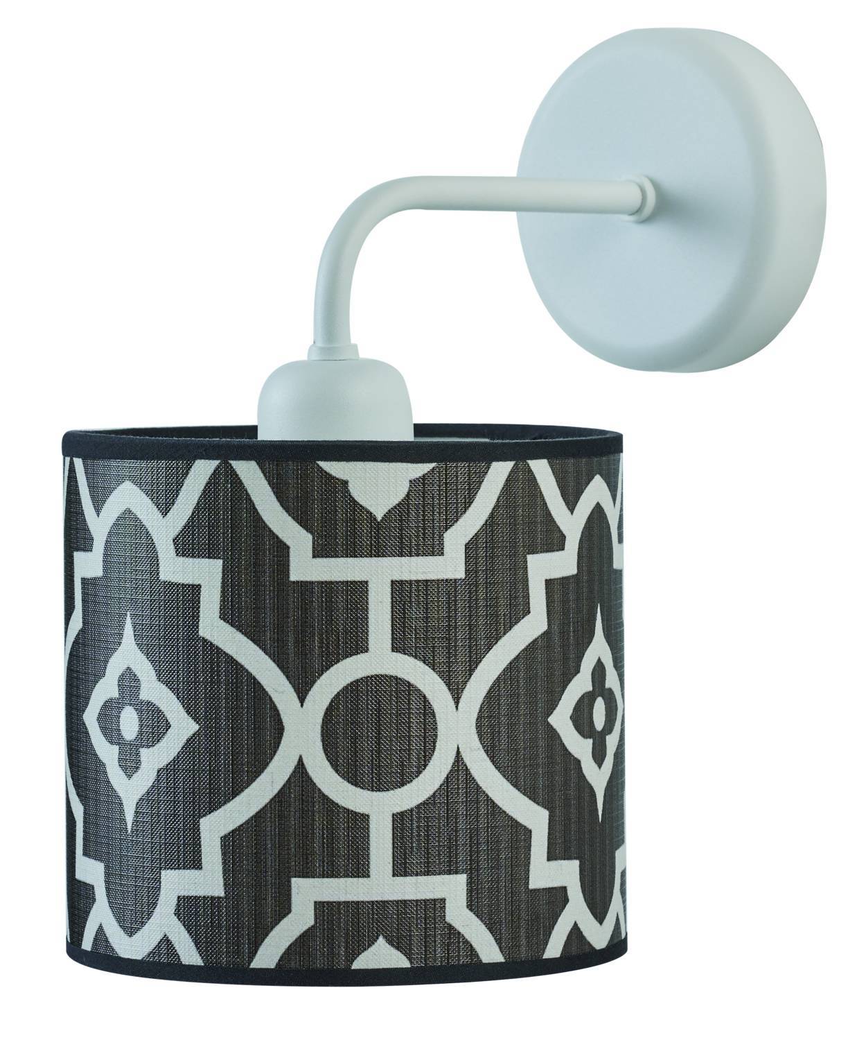 Απλίκα μέταλλο/Αμπαζούρ γκρι/λευκό Ε27 Φ15