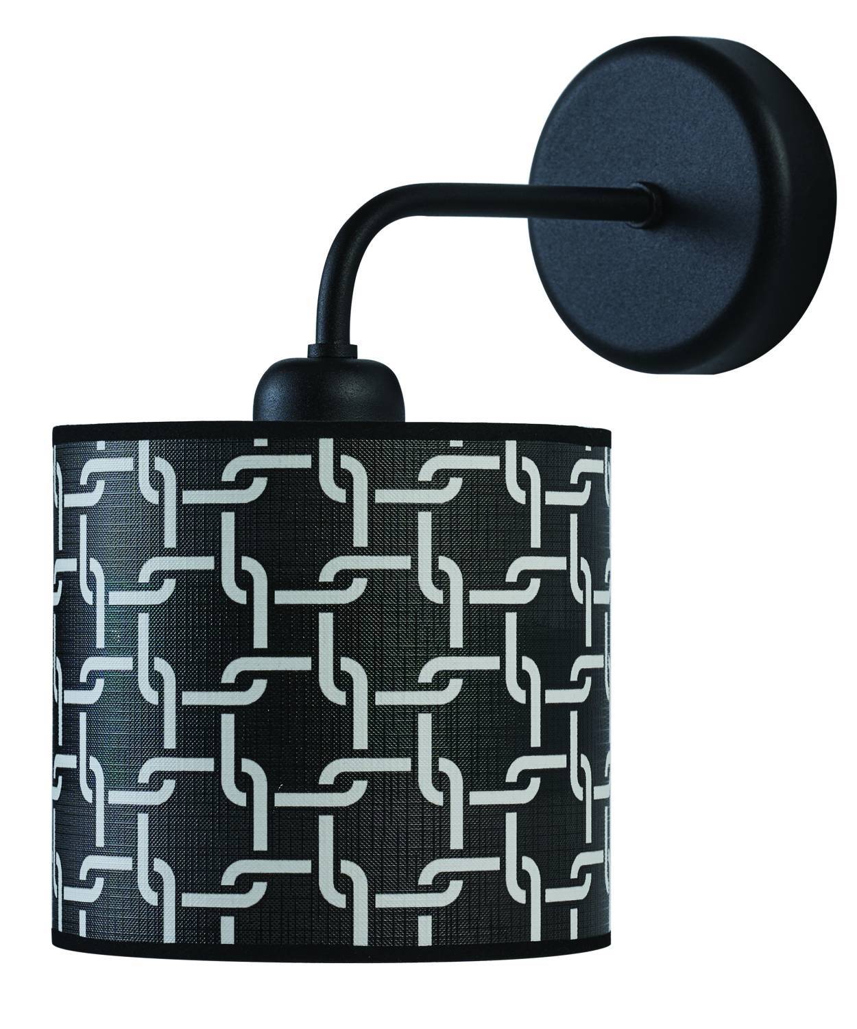 Απλίκα μέταλλο/Αμπαζούρ μαύρο/λευκό Ε27 Φ15