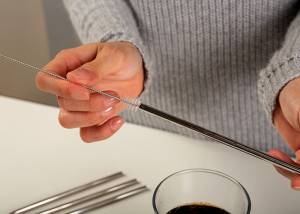 Καλαμάκια ανοξείδωτα Acer με βουρτσάκι καθαρισμού σετ 5τεμ 20cm