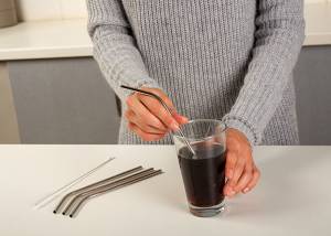 Καλαμάκια ανοξείδωτα Acer με βουρτσάκι καθαρισμού σετ 5τεμ 20cm