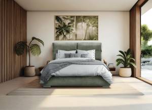ΔΙΠΛΟ ΚΡΕΒΑΤΙ Fylliana Andros ΛΑΔΙ ΧΡΩΜΑ 175x214x115εκ (160x200)