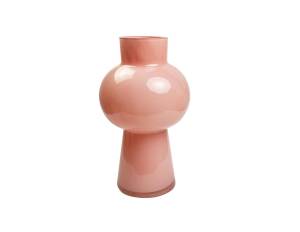 Βάζο γυαλ. γαλακτ.ροζ με πόδι Φ17,5Η30cm