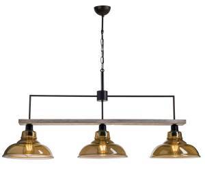 Φωτιστικό Πολύφωτο 3φ Ξύλο/Μέταλλο μαύρο/Γυαλί Ε27