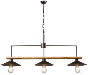 Φωτιστικό Πολύφωτο 3φ Ξύλο/Μέταλλο σκουριά Ε27