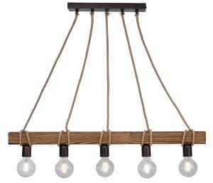 Φωτιστικό Πολύφωτο 5φ Ξύλο/Σχοινί Ε27