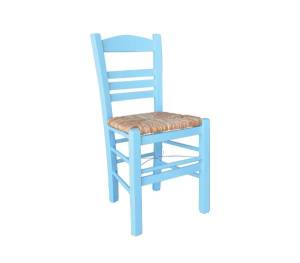 ΣΙΦΝΟΣ Καρέκλα Οξιά Βαφή Εμποτισμού Λάκα Γαλάζιο, Κάθισμα Ψάθα Ρ-00016583 Ρ969,Ε4