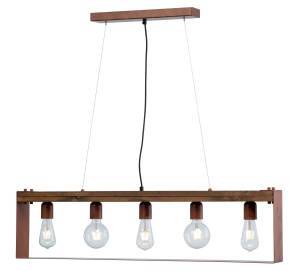 Φωτιστικό Πολύφωτο 5φ Ξύλο/Μέταλλο χαλκός/Πατίνα μαύρη Ε27