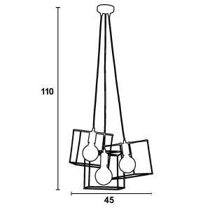 Φωτιστικό Πολύφωτο 3φ Μέταλλο μαύρο Ε27