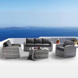 BELMAR Living Set Σαλόνι Κήπου ALU:3Θέσ+2 Πολυθρόνες+Τραπέζι Wicker GreyWhite, Μαξ.Γκρι Σκ. Ε-00023953 Ε6868