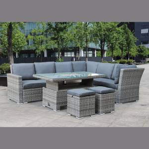 BOOZER Set Σαλόνι-Τραπεζαρ.ALU Τραπέζι ανυψούμενο+2τ 3θ Γωνία +2τ Σκαμπό, Σκ.Γκρι - Ανθρακί Ε-00024390 Ε6621