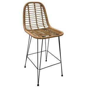 SALSA Σκαμπό BAR με Πλάτη, Μέταλλο Βαφή Μαύρο, Wicker Φυσικό Ε-00020917 Ε252,1