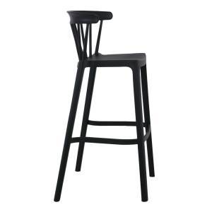 WEST Σκαμπό BAR με Πλάτη, PP-UV Μαύρο Ε-00021592 Ε384,2