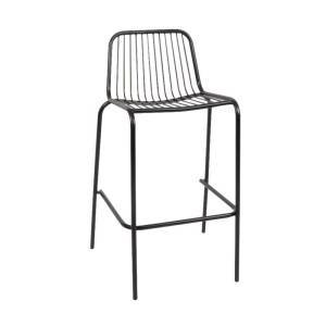 NEXUS Σκαμπό Bar με Πλάτη, Στοιβαζόμενο, Μέταλλο Βαφή Μαύρο Ε-00018510 Ε521