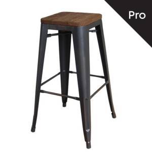 RELIX Wood Σκαμπό Bar-Pro, Μέταλλο Βαφή Antique Black, Απόχρωση Ξύλου Dark Oak Ε-00015502 Ε5190W,10