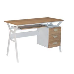 UNIT Γραφείο Μέταλλο Βαφή Άσπρο, Melamine Απόχρωση Sonoma Ε-00022068 ΕΟ436