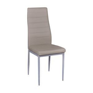 JETTA Καρέκλα Τραπεζαρίας Κουζίνας, Μέταλλο Βαφή Γκρι, Pvc Cappuccino (Συσκ.6) Ε-00017838 ΕΜ966,96