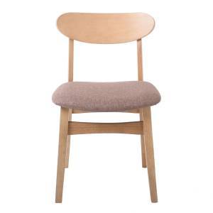 DOM Καρέκλα Τραπεζαρίας Απόχρωση Oak, Ύφασμα Καφέ Ε-00020587 Ε802,1