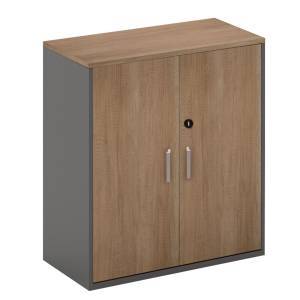 PROLINE Ντουλάπι Γραφείου Χαμηλό, Δίφυλλο, 2 ράφια, Απόχρωση Καρυδί Δρυς - Μαύρο Ε-00020627 ΕΟ917