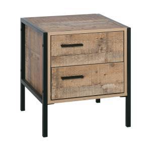 PALLET-W Κομοδίνο με 2 Συρτάρια Μέταλλο Βαφή Μαύρο - Antique Oak Ε-00021517 Ε8433,W