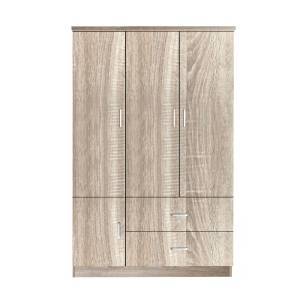 CLOSET Ντουλάπα Τετράφυλλη, 5 Ράφια, 2 Συρτάρια, Θέσεις για Κρεμάστρες, Απόχρωση Sonoma Ε-00021905 Ε8385,2