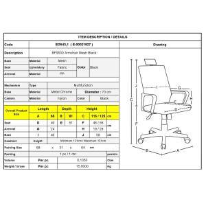 BF9500 Πολυθρόνα Γραφείου Διευθυντή Mesh Μαύρο, Μπράτσα up-down Ε-00021927 ΕΟ543,1