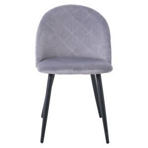 BELLA Καρέκλα Tραπεζαρίας, Μέταλλο Βαφή Μαύρο, Ύφασμα Velure Απόχρωση Γκρι Ε-00022831 ΕΜ759,2