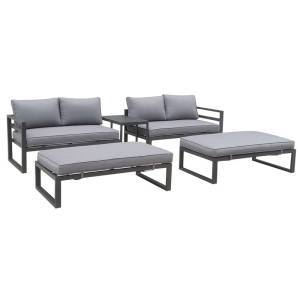 ORBEA Set Καθιστικό Κήπου ALU Ανθρακί, Καναπές 4Θ+2 Πάγκοι+ Τραπέζι, Μαξιλάρι Γκρι Σκούρο Ε-00024692 Ε6840,1