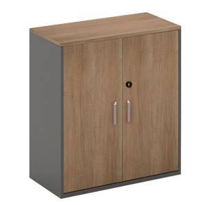 PROLINE Ντουλάπι Γραφείου Χαμηλό, Δίφυλλο, 2 ράφια, Απόχρωση Καρυδί Δρυς - Μαύρο Ε-00020627 ΕΟ917