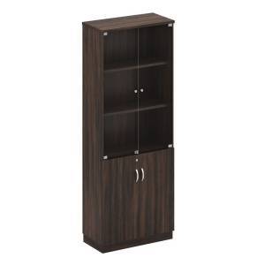 ΒΙΒΛΙΟΘΗΚΗ Γραφείου με Πόρτες Γυάλινες, Ντουλάπι Δίφυλλο Απόχρωση Σκούρο Καρυδί Ε-00024387 ΕΟ705,1