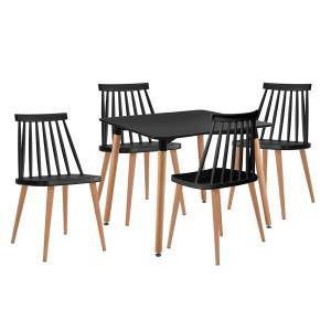 LAVIDA-ART Τραπεζαρία: Τραπέζι 80x80 Οξιά/MDF + 4 Καρέκλες Μέταλλο Βαφή Φυσικό PP Μαύρο Ε-00025035 ΕΜ139,2S1