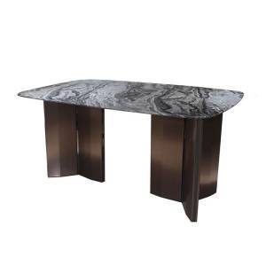 BARRY Τραπέζι Τραπεζαρίας, Επιφάνεια Μάρμαρο, Βάση Μέταλλο Απόχρωση Καρυδί Ε-00025227 ΕΜ782,2