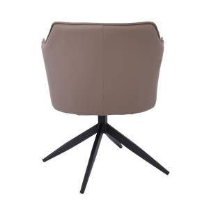 EVELYN Πολυθρόνα Περιστρεφόμενη, Μέταλλο Βαφή Μαύρο, Pu Cappuccino Ε-00025094 ΕΜ718,1