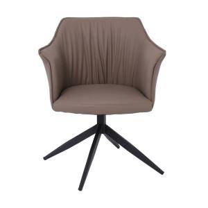 EVELYN Πολυθρόνα Περιστρεφόμενη, Μέταλλο Βαφή Μαύρο, Pu Cappuccino Ε-00025094 ΕΜ718,1