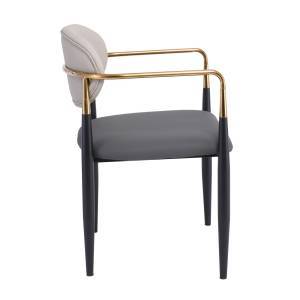 OLIVE Πολυθρόνα Μέταλλο Βαφή Μαύρο-Gold, Pu Ανοιχτό Γκρι-Σκούρο Γκρι Ε-00025124 ΕΜ788,2