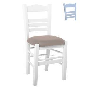 ΣΙΦΝΟΣ Καρέκλα Οξιά Βαφή Εμποτισμού Λάκα Γκρι, Κάθισμα Pu Cappuccino Ρ-00024862 Ρ969,Ε10Τ1