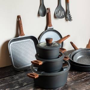 ESTIA ΤΗΓΑΝΙ STONE ΑΝΤΙΚΟΛΛΗΤΙΚΟ ΧΥΤΟΥ ΑΛΟΥΜΙΝΙΟΥ 28cm