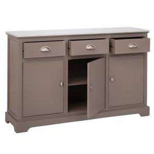 ΞΥΛΙΝΟΣ ΜΠΟΥΦΕΣ ΣΕ ΓΚΡΙ ΧΡΩΜΑ ΜΕ 3 ΠΟΡΤΕΣ, 3 ΣΥΡΤΑΡΙΑ AND ΜΑΡΜΑΡΙΝΗ ΕΠΙΦΑΝΕΙΑ 120Χ35Χ75ΕΚ