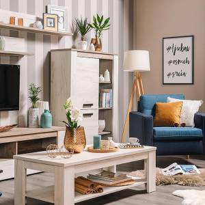 ΒΙΤΡΙΝΑ Kent POP Ν GREY OAK/WHITE OAK 99,5*36,5*146,5