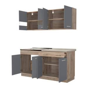 ΚΟΥΖΙΝΑ DALILA 160 GREY OAK / ΓΚΡΙ 160*51,5*206,5