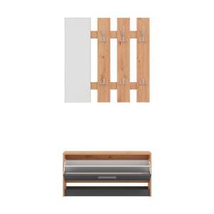 ΣΤΑΝΤ ΓΙΑ ΧΟΛ RIMINI ARTISAN OAK-ΓΚΡΙ ΓΡΑΦΙΤΗΣ 91,5x28x202εκ