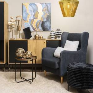 ΣΤΡΟΓΓΥΛΟ ΣΚΑΜΠΟ Fylliana New Lux ΜΑΥΡΟ ΧΡΩΜΑ 46x46x43εκ