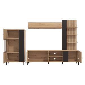 ΚΕΝΤΡΟ ΨΥΧΑΓΩΓΙΑΣ-ΣΥΝΘΕΣΗ AVIGNON ARTISAN OAK-ARTISAN OAK ΜΕ ΜΑΥΡΕΣ ΓΡΑΜΜΕΣ-ΜΑΥΡΟ 263x40x167εκ