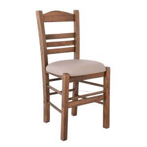 ΣΙΦΝΟΣ Καρέκλα Οξιά Βαφή Εμποτισμού Καρυδί, Κάθισμα Pu Cappuccino Ρ-00025528 Ρ969,Ε2Τ1